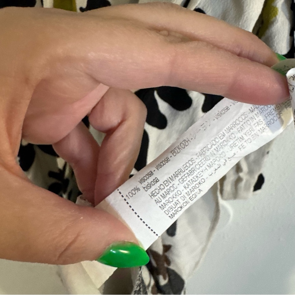 Zara printed wrap maxi gown long sleeve ecru dress - Picture 12 of 13